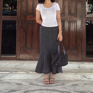 Korean Charcoal Denim Mermaid Pinterest Skirt