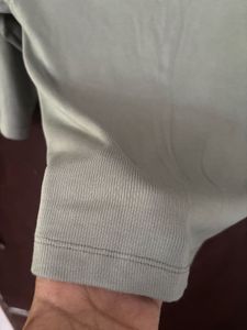 Grey-green Ribbed Zip-Up Top