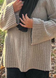 Gray Ribbed Knit Sweater