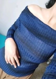 Off-Shoulder Blue Top