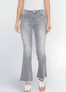 Gray Flare Jeans with Button Detail
