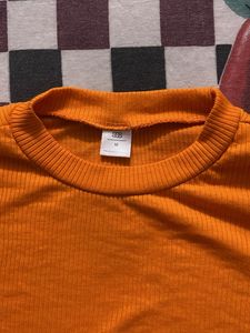 Orange Ribbed Long Sleeve