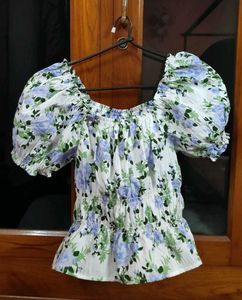 Cute Floral Puff Sleeve Top