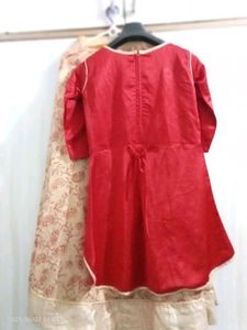 Title: Elegant Red and Cream Traditional Dress