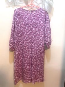 Lilac Floral Cotton Kurta – Soft &amp; Elegant