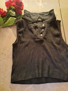 &#34;Midnight Rose Button-Up Crop Top ✨🌹🖤&#34;