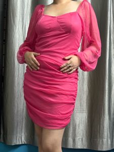 Pink Mesh Bodycon Dress