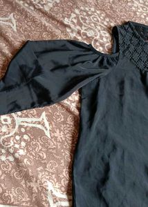 Black Lace Detail Off Shoulder Top