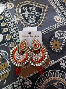 orange &amp; White Earrings