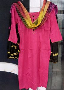 Stitched Pink Chudidaar Suit Set With Dupatta