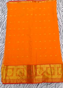 orange  green colour combination saree