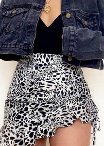 Printed A-Line Flounce Hem Mini Skirt