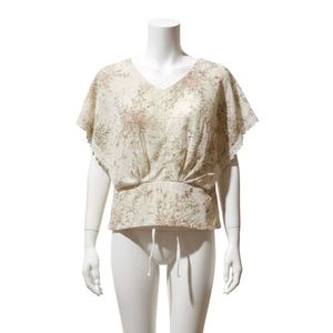 Floral Print Top with Lace Trim