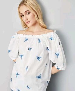 Max Fashion White Floral Off Shoulder Top