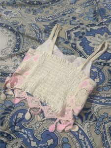 Crochet Pink &amp; White Top ( NEW)