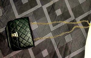 Elegant Black Sling Bag With Gold Chain