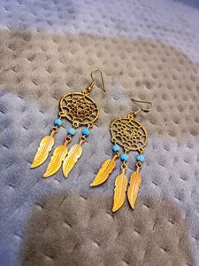Gold Dream catcher Earrings