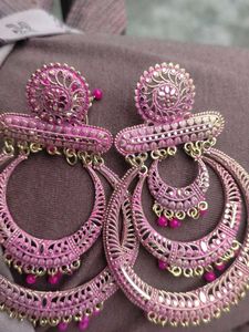 Pink Beaded Statement Earrings