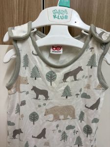 Cute Bear Print Sleeveless Romper
