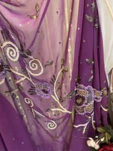 Elegant Purple Embroidered Saree