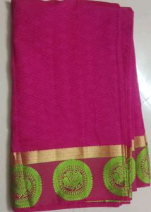 Pink & Green Silk Saree New