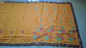 New light Yellow Chiffon Embroidery Saree✨