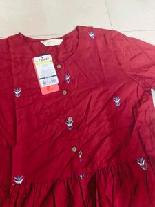 MAX beautiful Red Embroidered Tunic With Tag