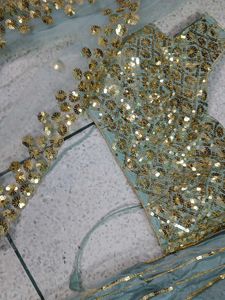 Stunning Sea Green and Gold Embellished Lehenga