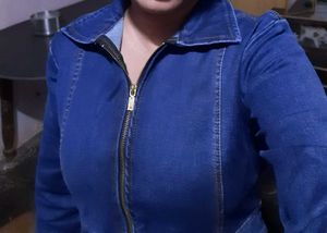 Denim Dress with Zipper And Front Slit