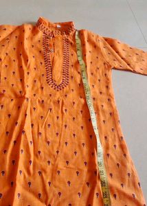 Orange Kurta with Embroidery