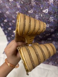 golden party wear heels