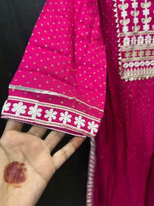 Pink Embroidered Kurti Set