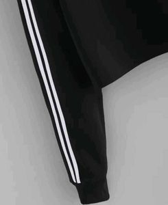 Striped Sleeve Black Hoodie