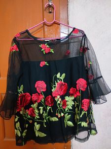 A Net Embroidery Top