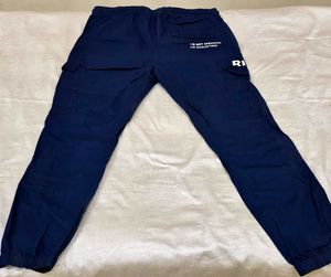 Blue Graphic Print Cargo Pants