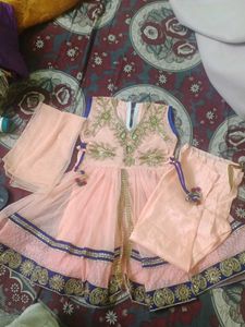 Girl's Peach Embroidered Salwar Kameez