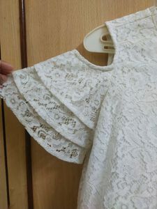 White Embroidered Cold Shoulder Top