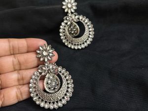 Silver Tone Floral Drop Earrings