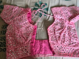 Mirror Work Net Saree With Blouse