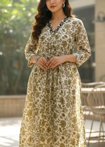 Elegant Floral Print Cord set with Handcrafted