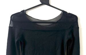 Black Mesh Shoulder Top