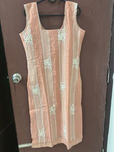 Peach Embroidered Kurta