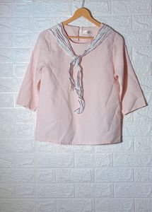 Peach Satin Top With Bow Ladies Own
