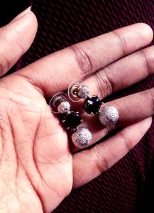 Alloy Black &amp; Silver Earrings