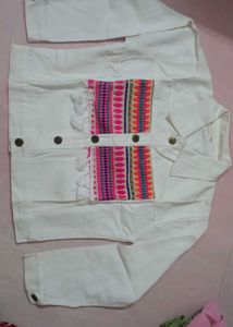 White Embroidered Denim Jacket