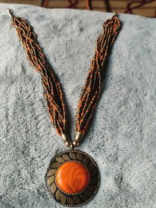 Multilayer Beads Neckpiece With Big Locket