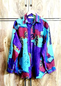 Colorful Abstract Print Shirt Size-44