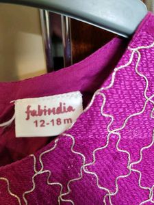 Magenta Frock For Babies By FabIndia