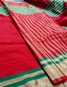 Striped Red &amp; Green Sari