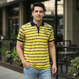 Yellow Striped Polo Shirt